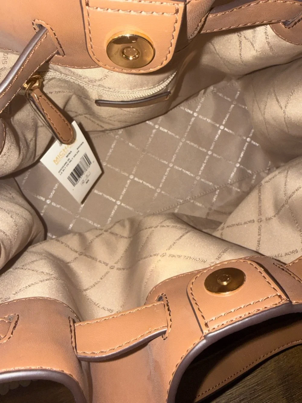 Michael Kors Brown Logo-Print Shoulder Bag with Gold Chain Detail - Picture 6 of 6